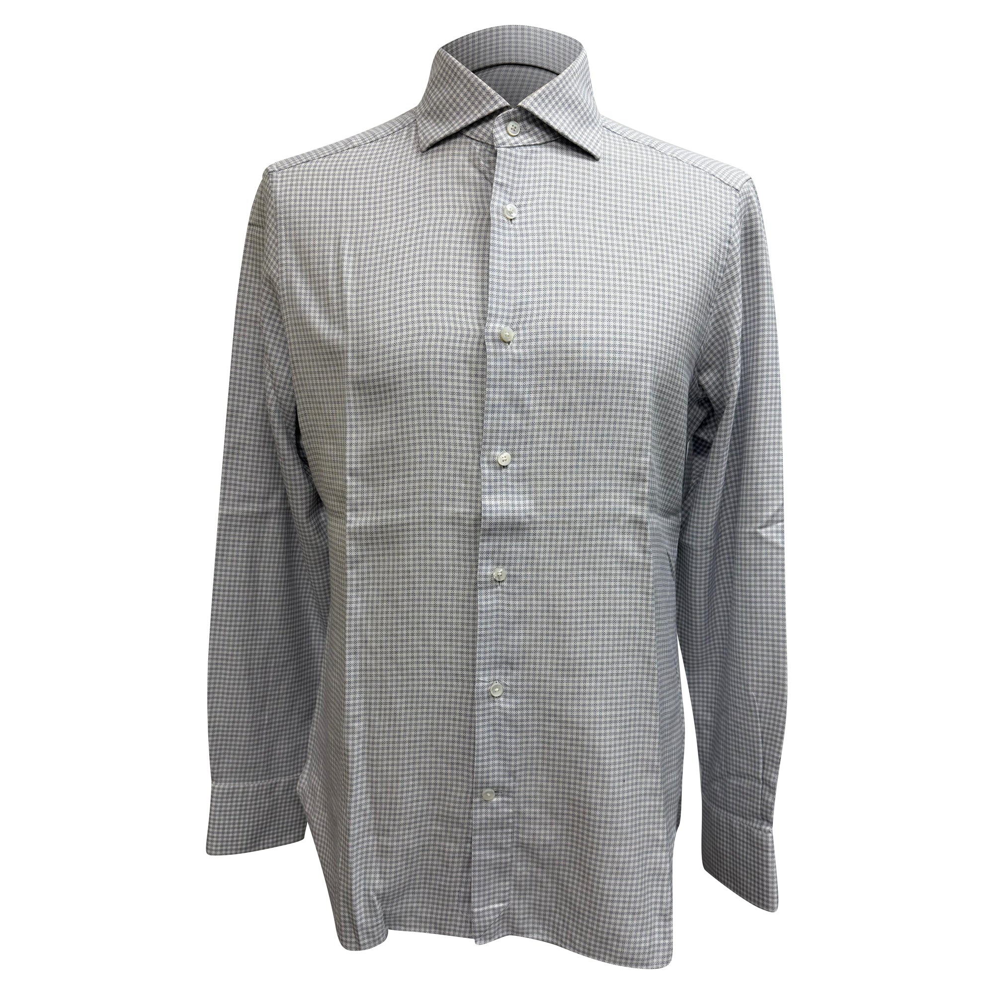 Men's Ermenegildo Zegna Patterned Button-Down Shirt in White Cotton