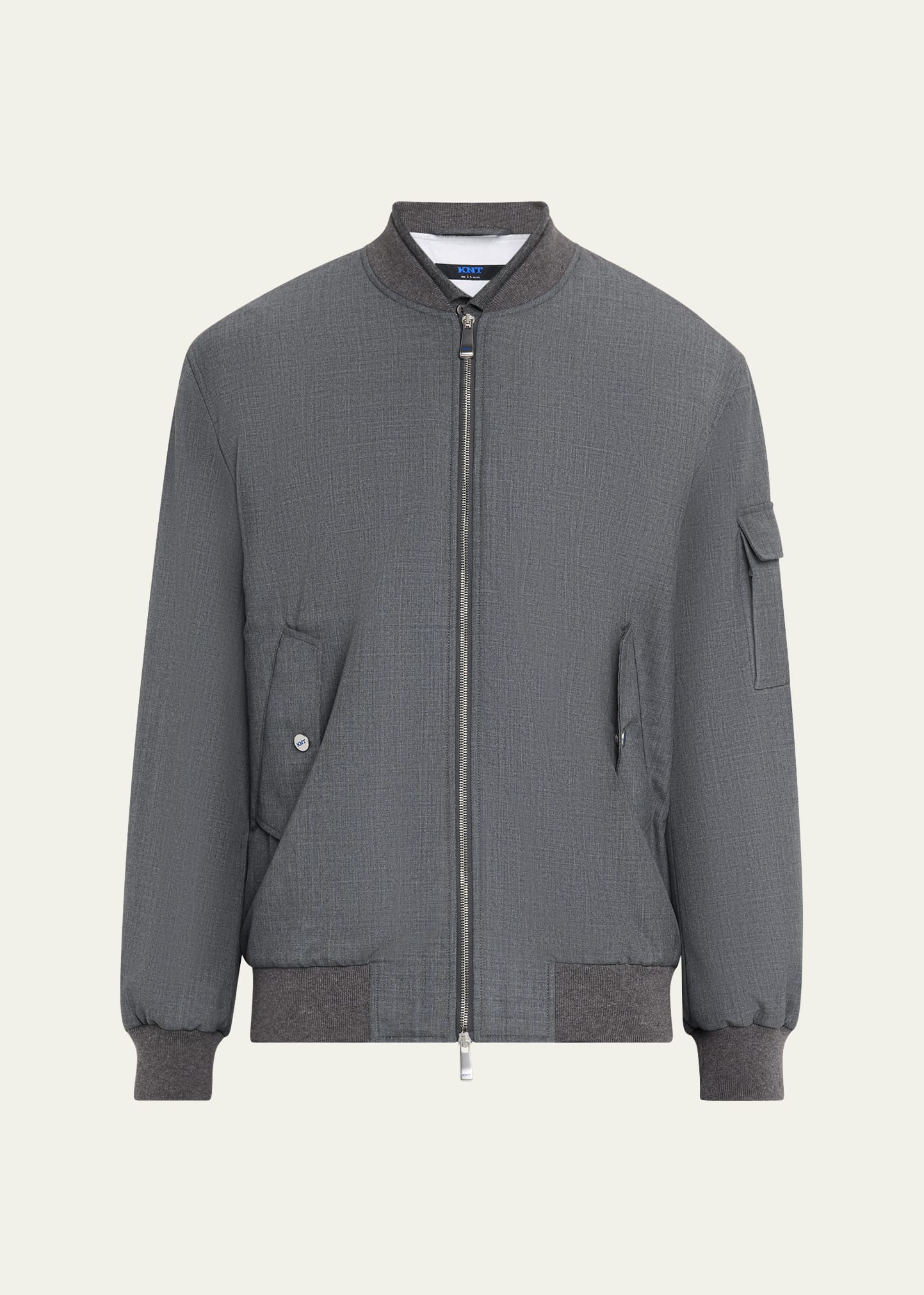Men's Zip-Front Wool Bomber Jacket