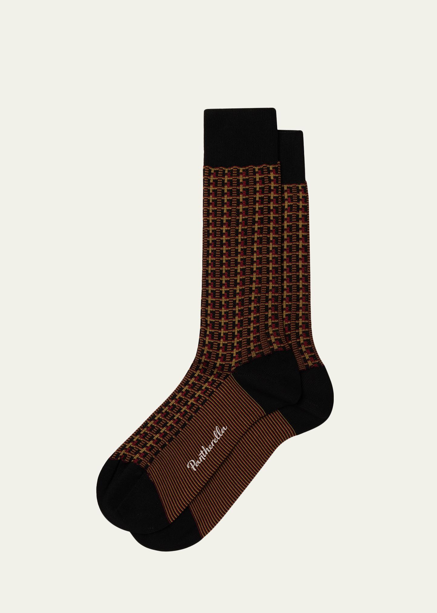 Men's Randolph Vertical Box Jacquard Crew Socks