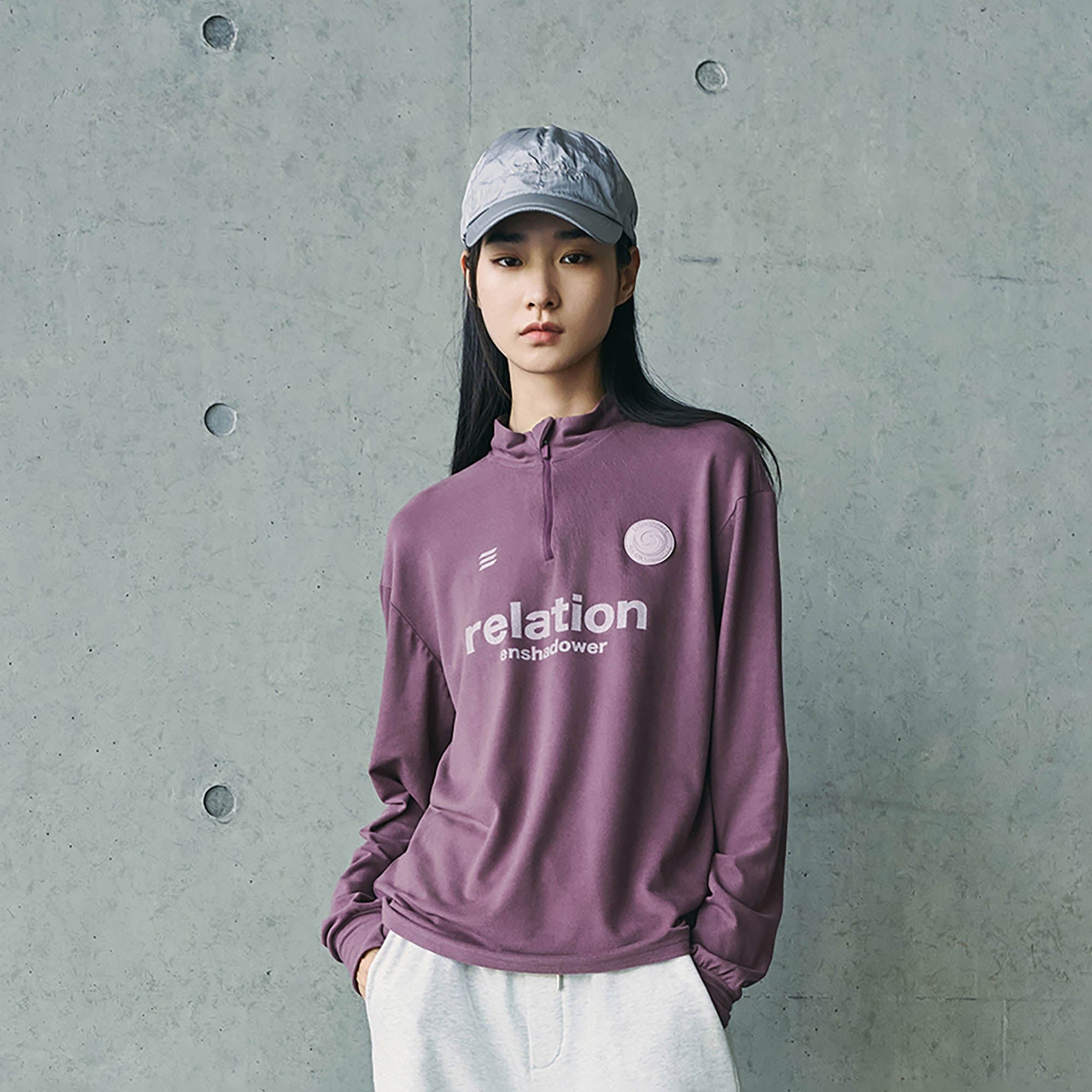 Wool Blended Mock Neck Zip-Up L/S Tee