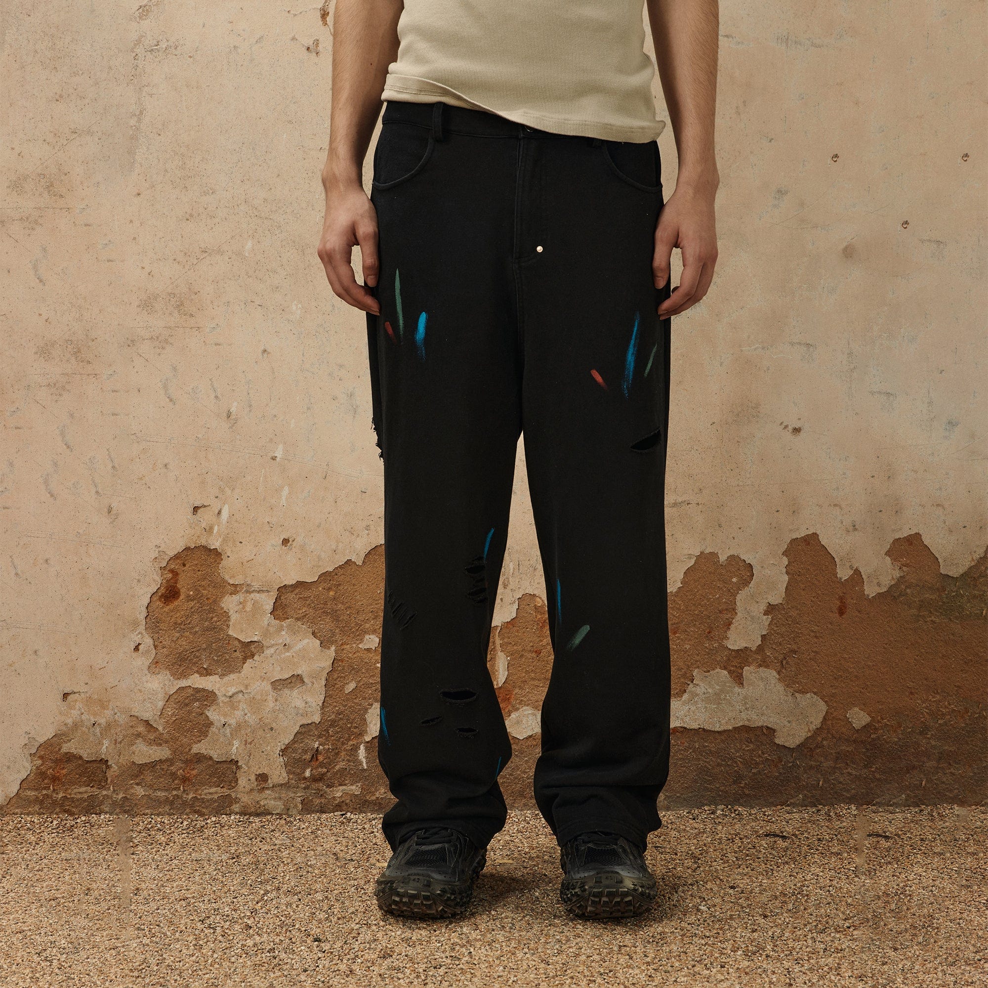Classic Paint-Splattered Ripped Pants