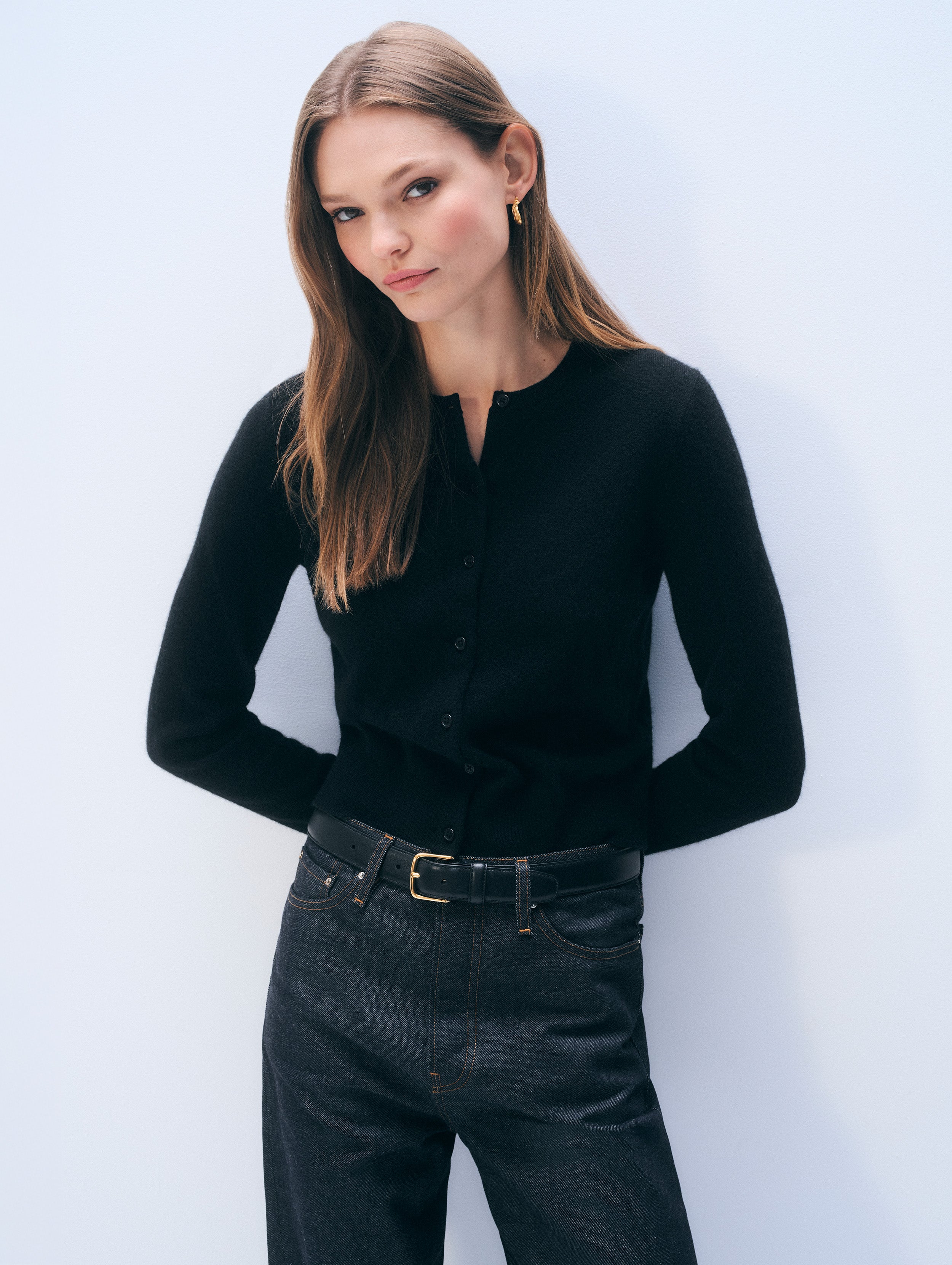 Cashmere Crewneck Cardigan, image 2 of 6