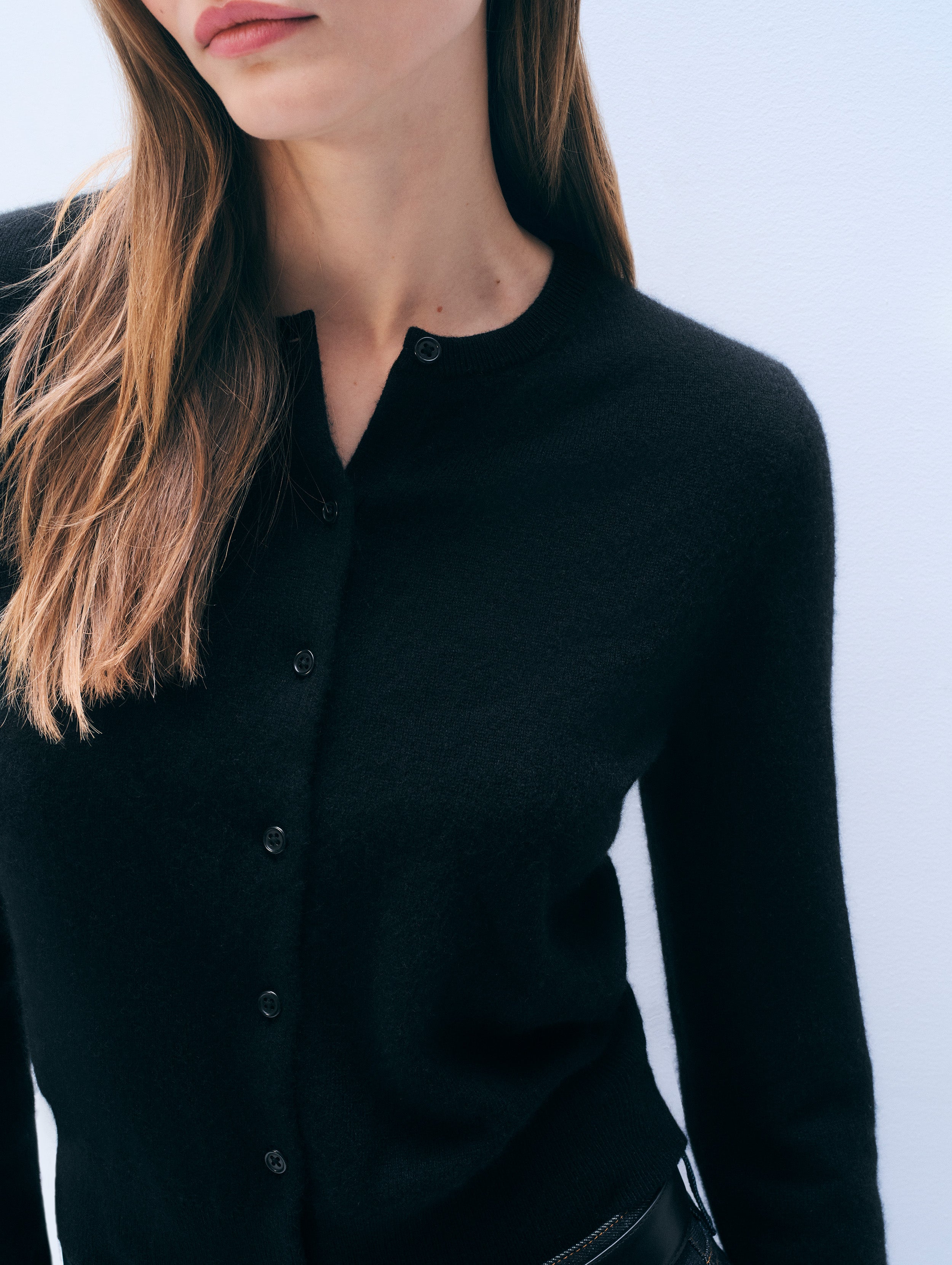 Cashmere Crewneck Cardigan, image 3 of 6
