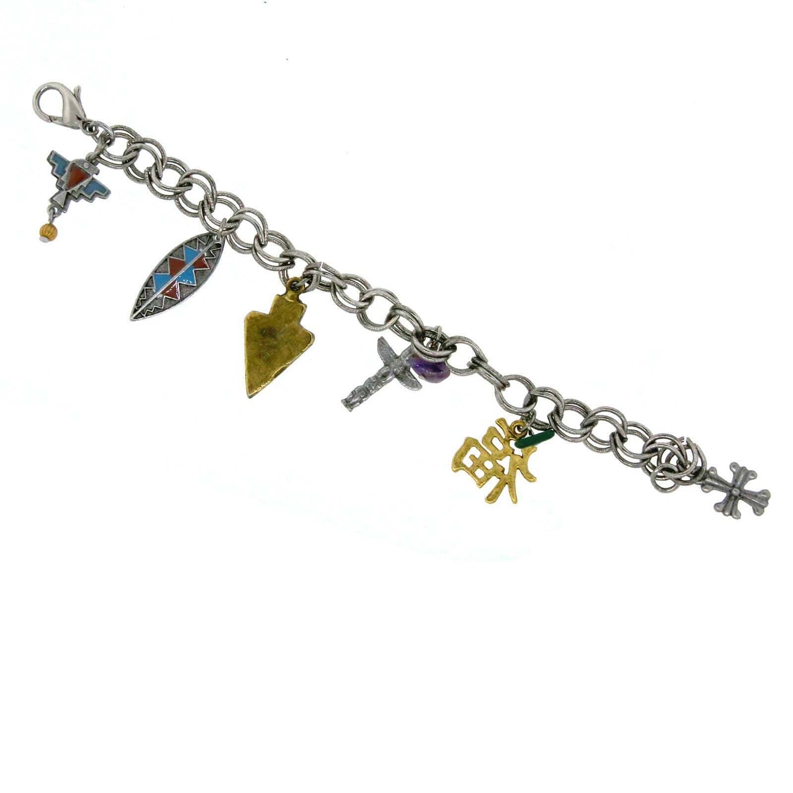 Multi Symbol Charm Link Chain Bracelet