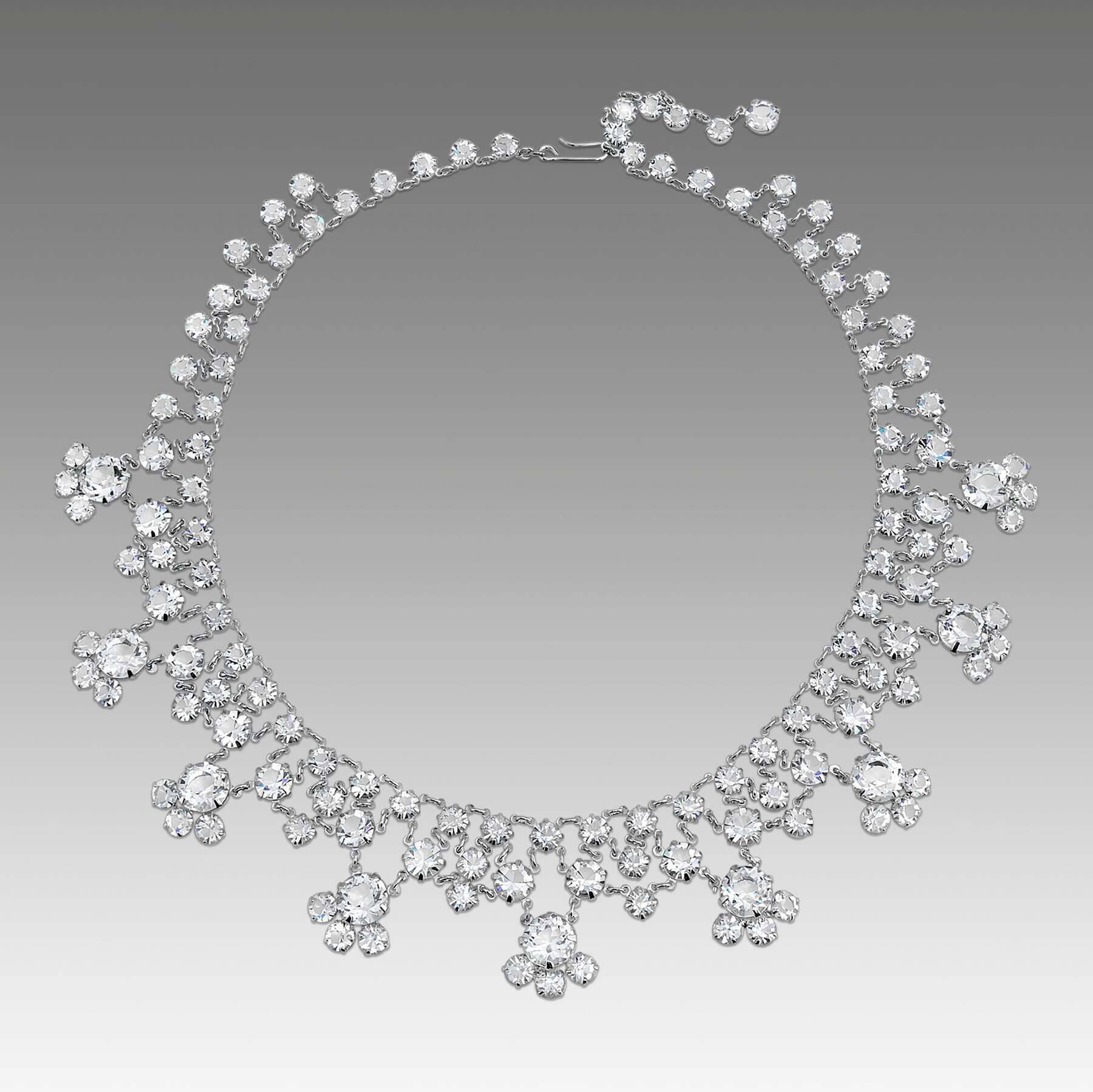 Vintage Austrian Crystal Multi Drop Necklace 16"