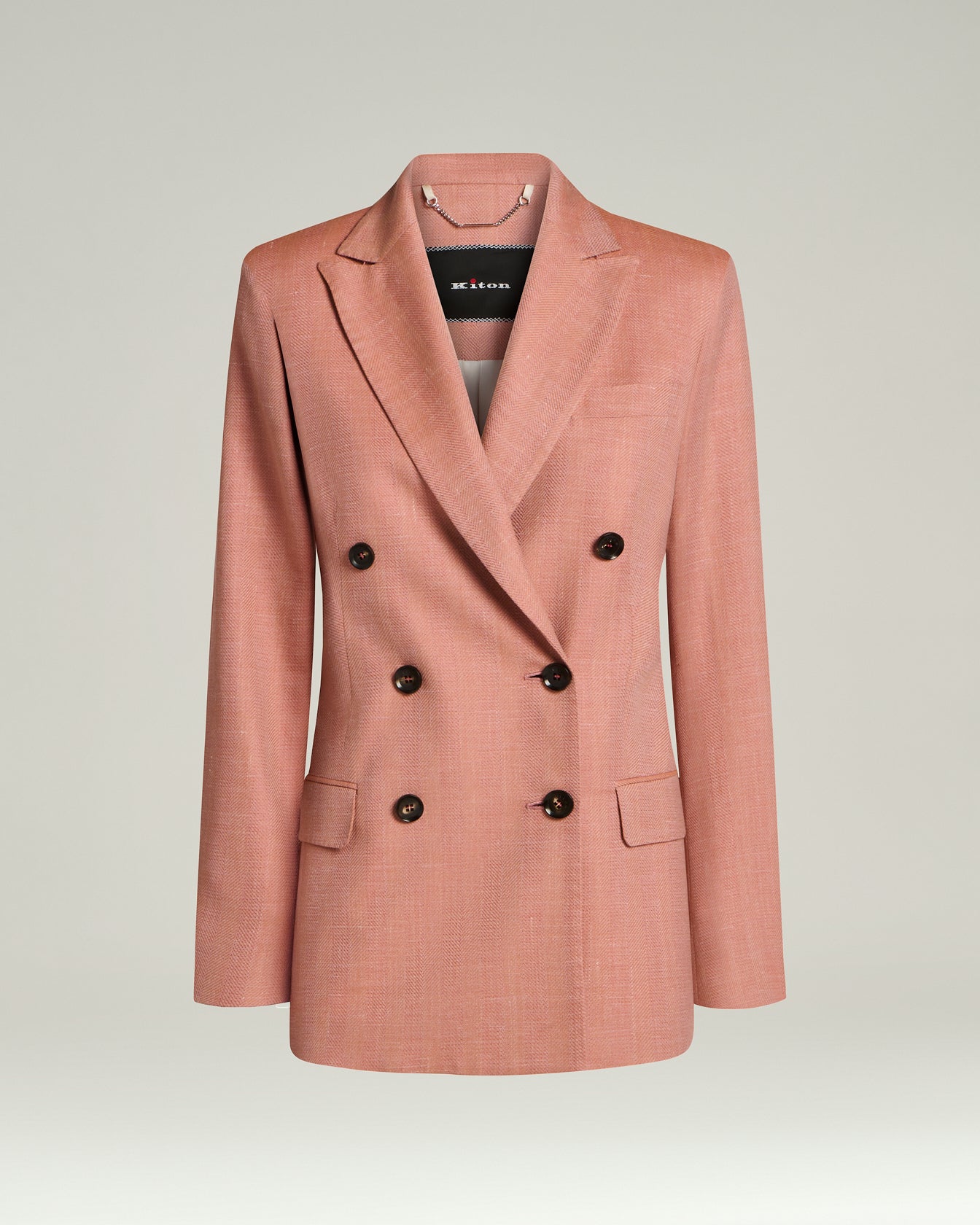WOOL SILK AND LINEN BLEND TAILORED DOUBLE-BREASTED JACKET ROSE