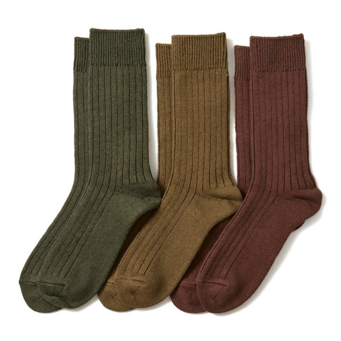 Cotton Wool Ribbed Crew 3 Pack Socks