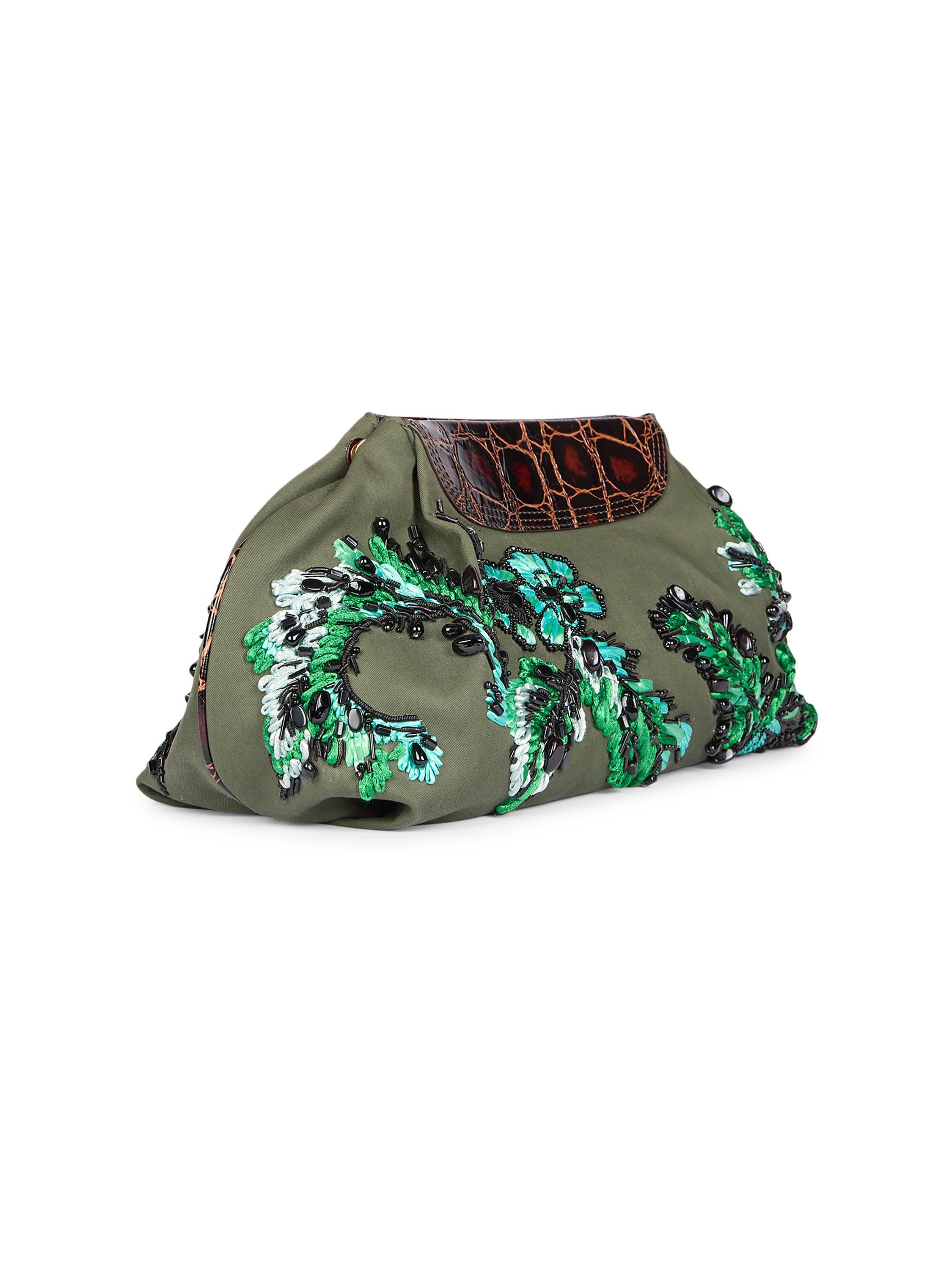 Medium Embroidered Cotton Clutch, image 6 of 8