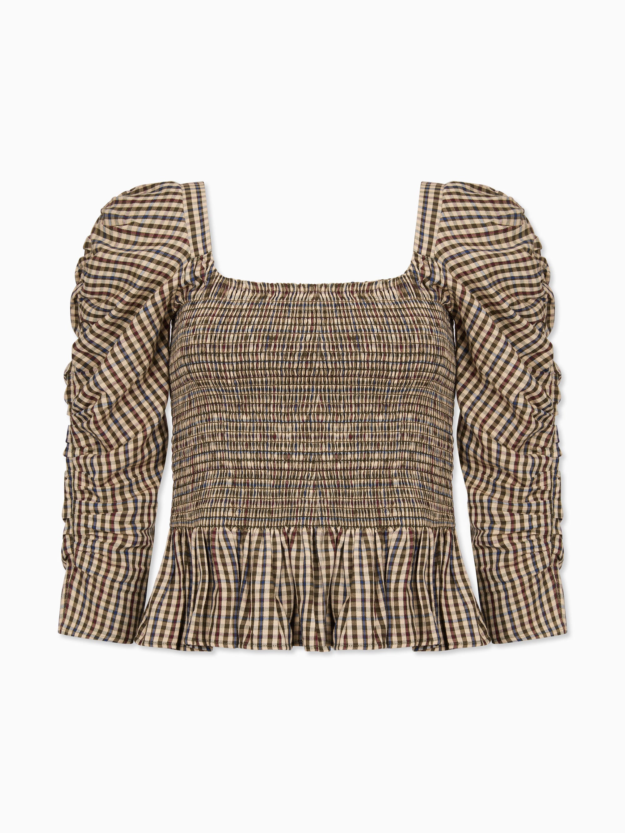 Burgundy Check Isabella Womens Long Sleeve Top