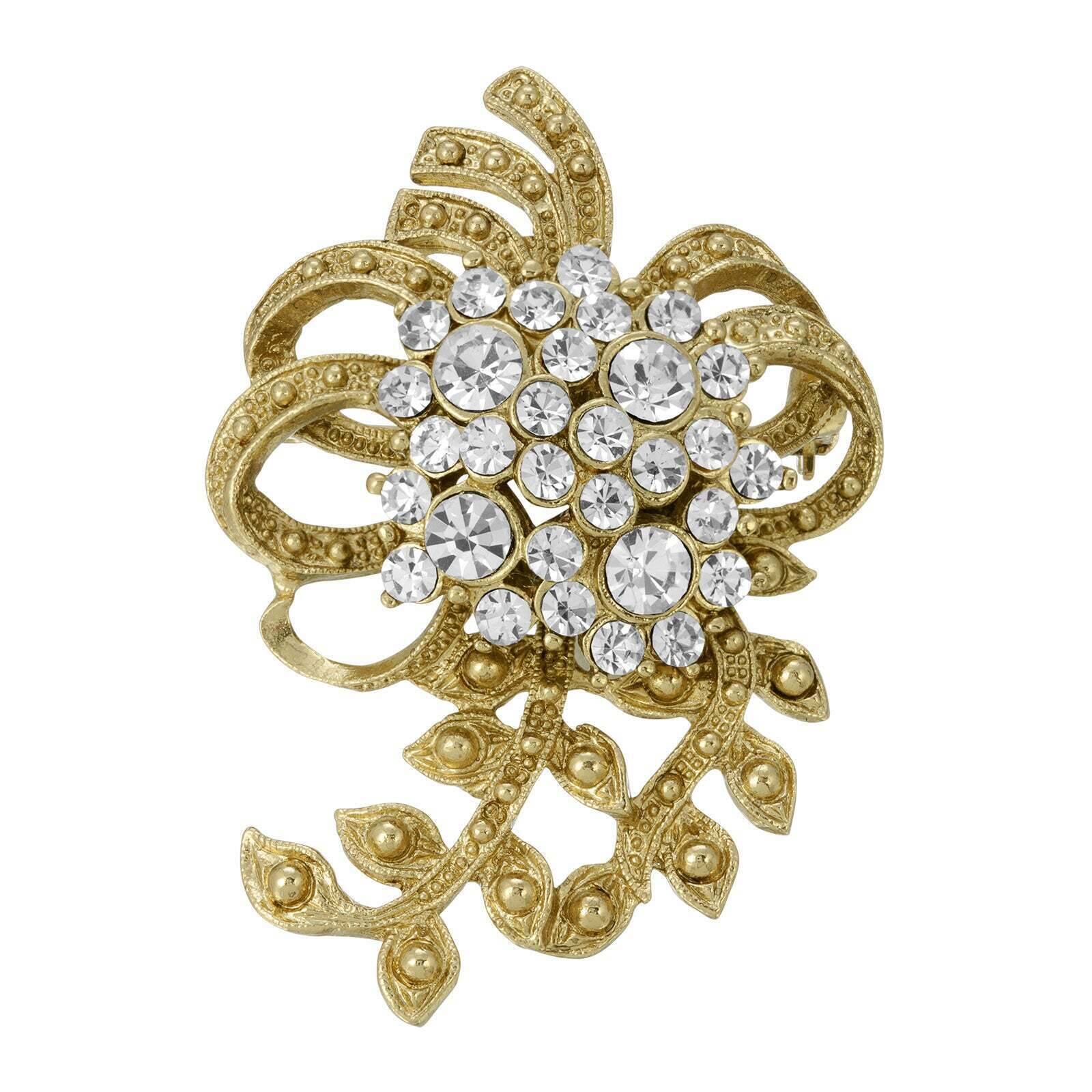 Floral Crystal Cluster Pin