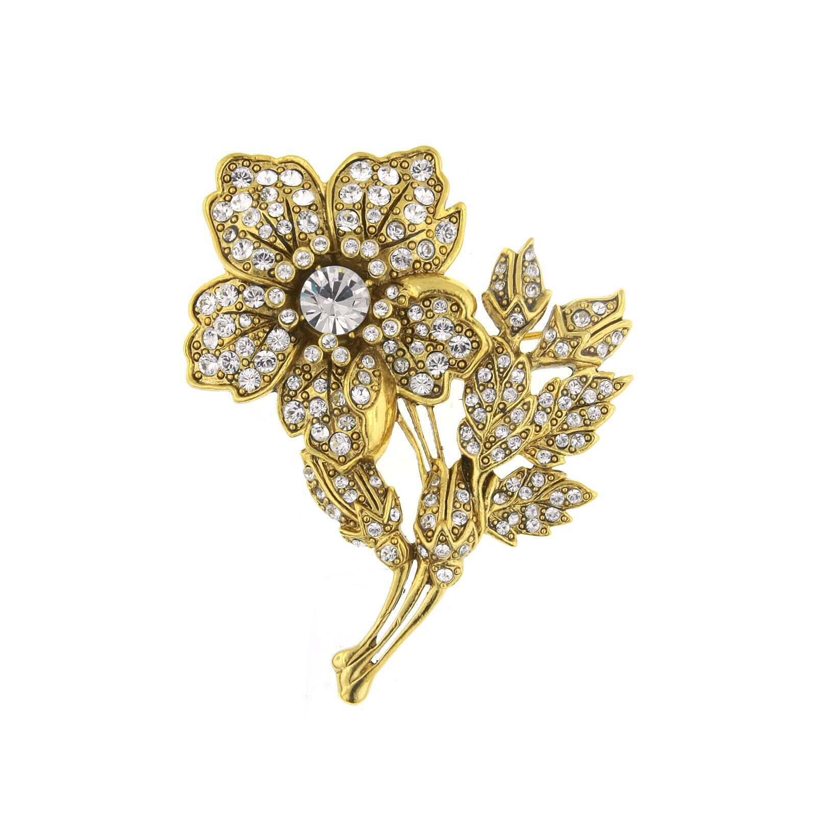 Pave Crystal Flower Pin