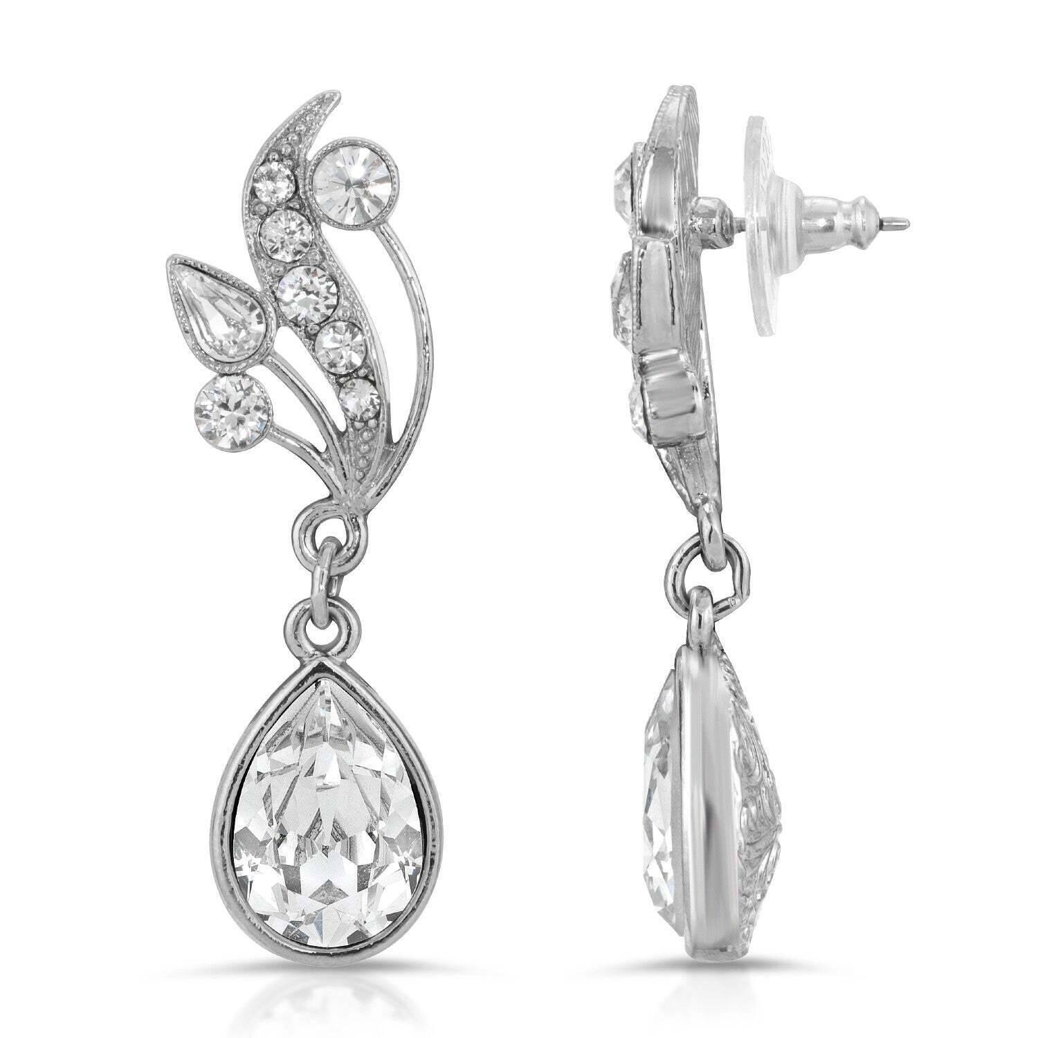 Austrian Crystal Vine Teardrop Earrings
