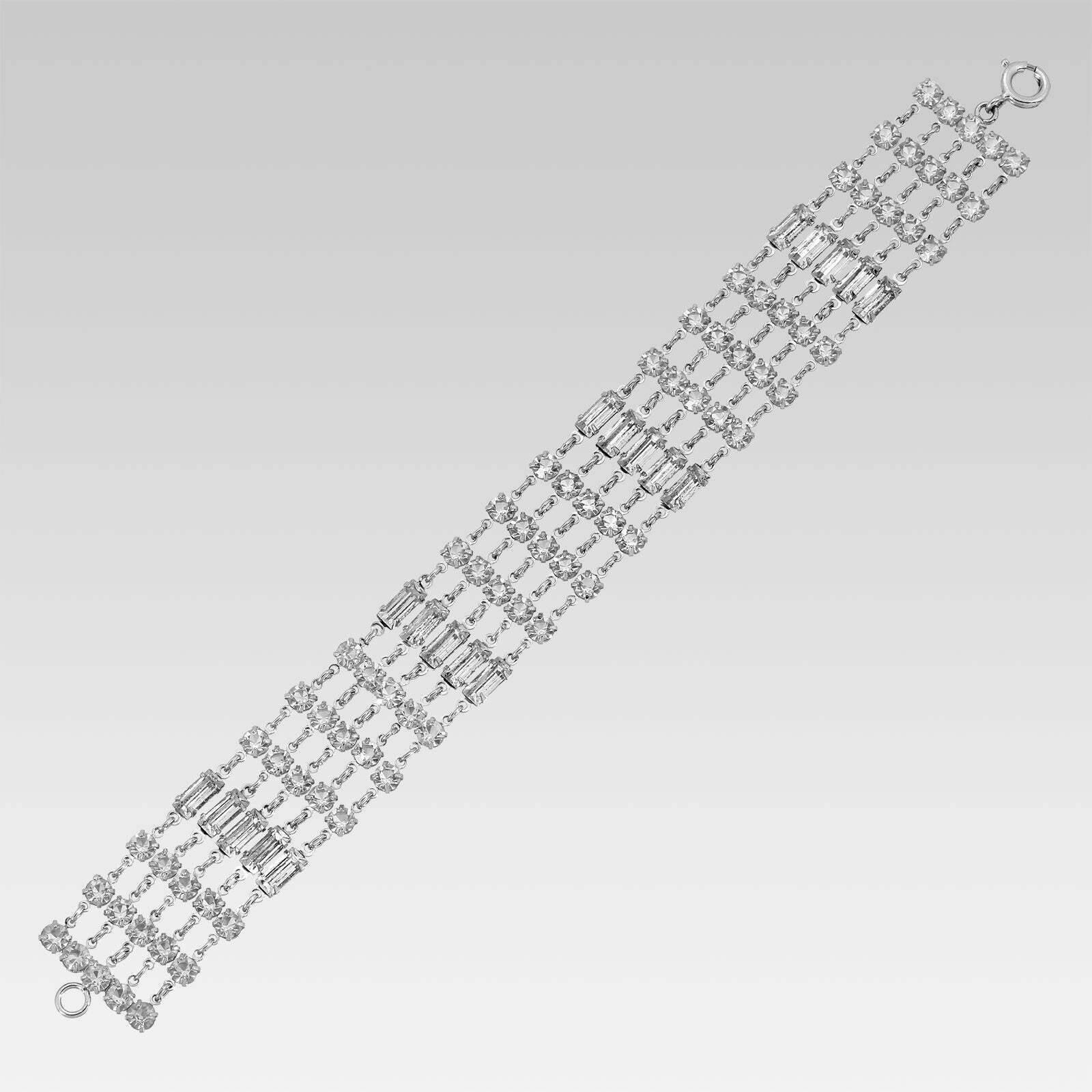 Five Row Austrian Crystal Link Bracelet 7.5"L