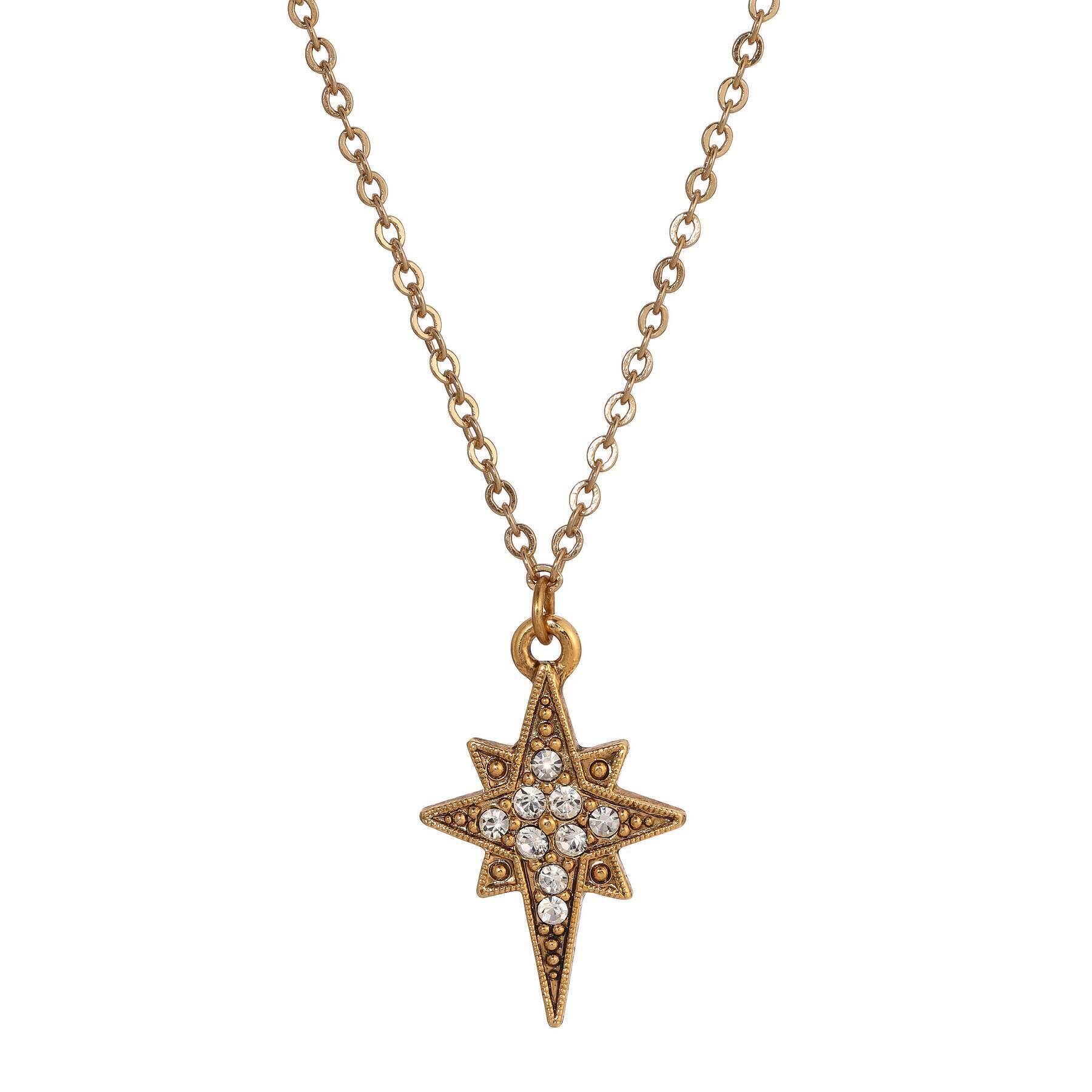 Star Of Bethlehem Crystal Pendant Necklace 16"