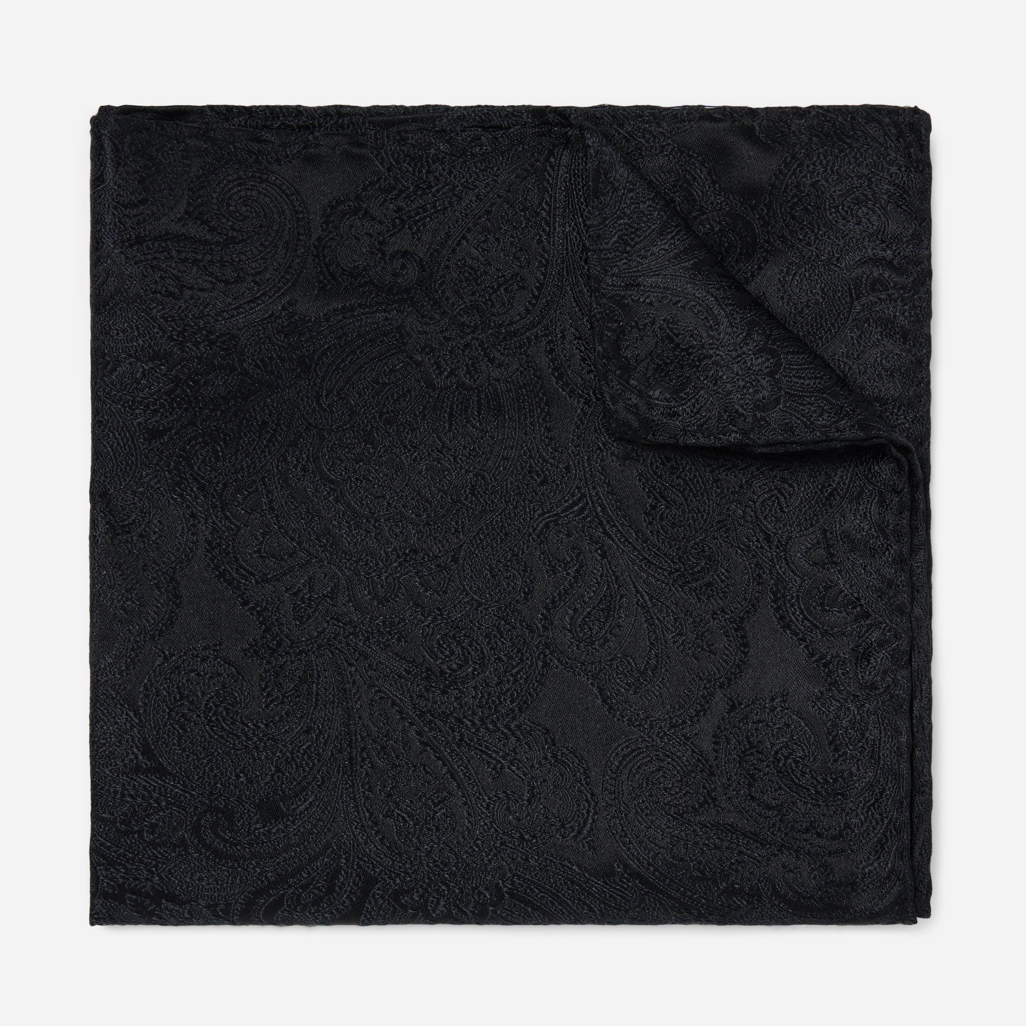 Designer Paisley Black Pocket Square