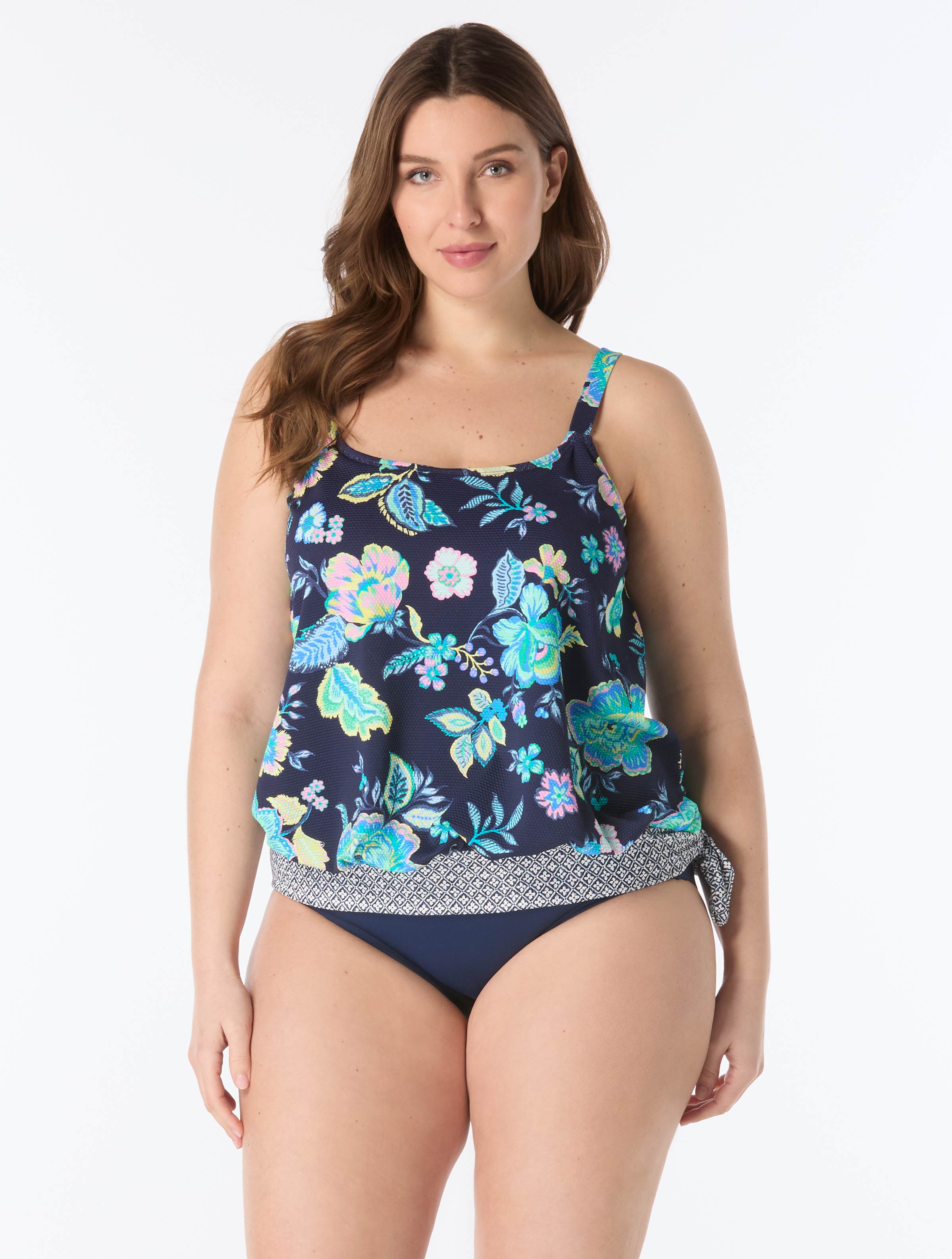 Plus Sarah Blouson Tankini Top - Saint Lucia