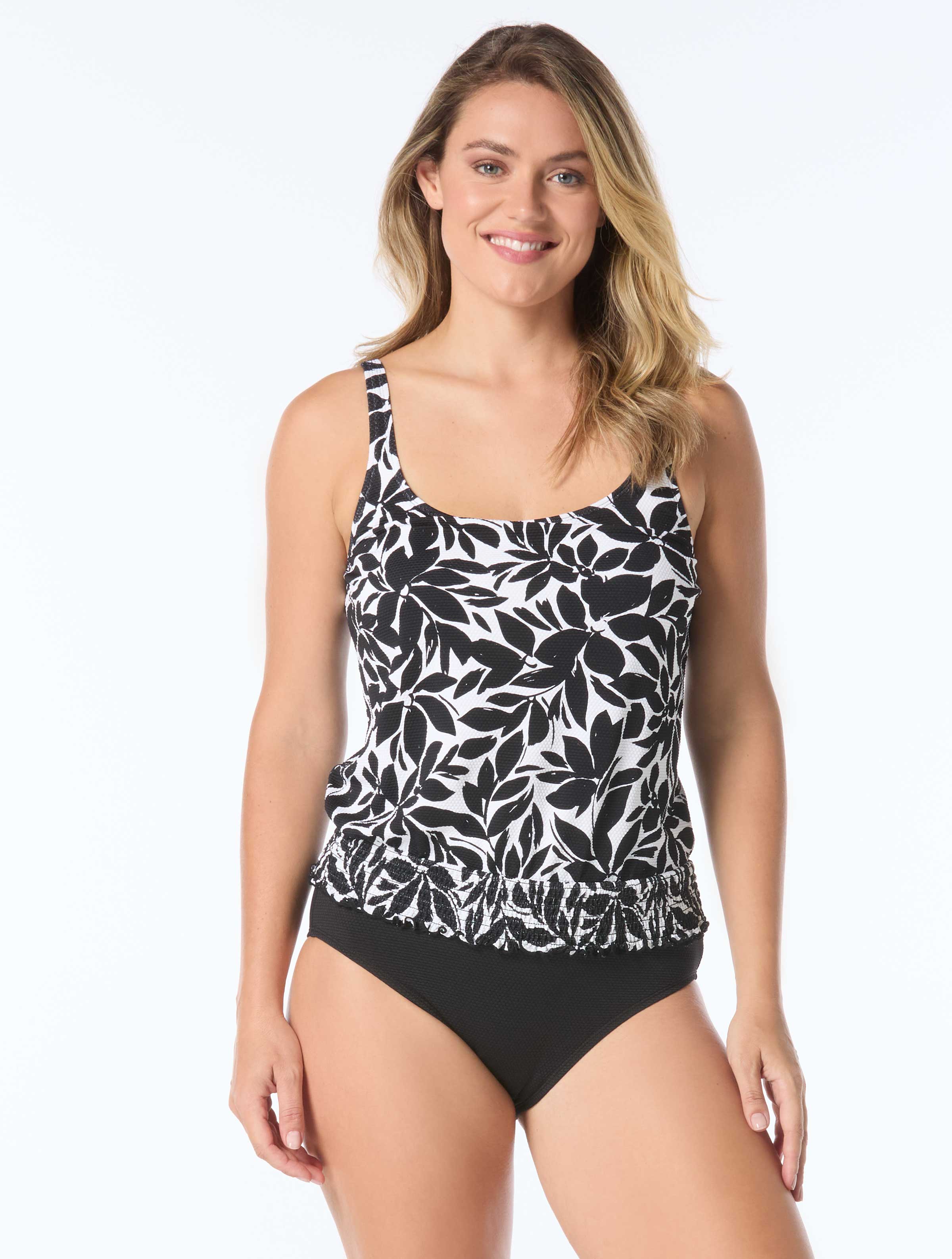 Plus Brandy Textured Tankini Top - Key West