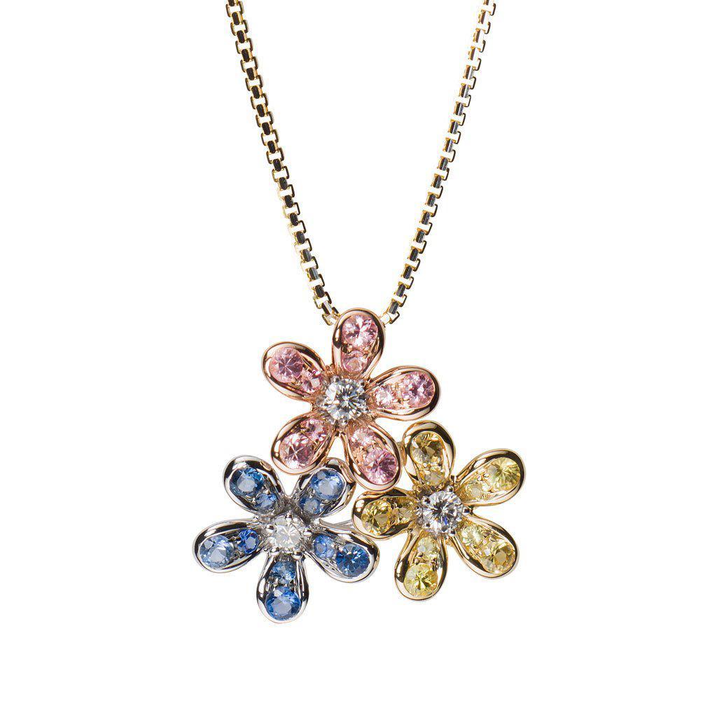 Teton Wildflower Cluster Flower Pendant in 18K Gold