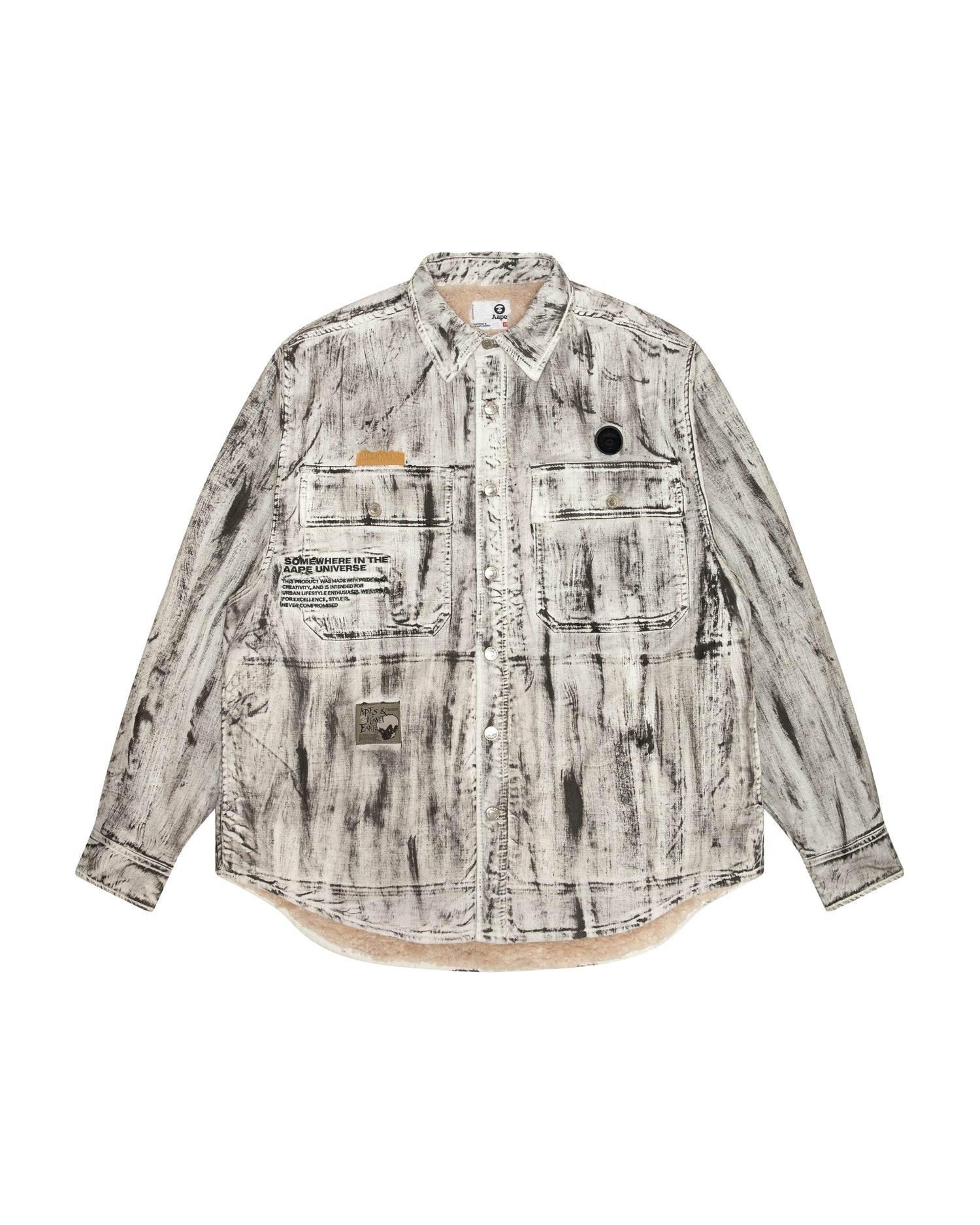 Moonface patch shirt jacket