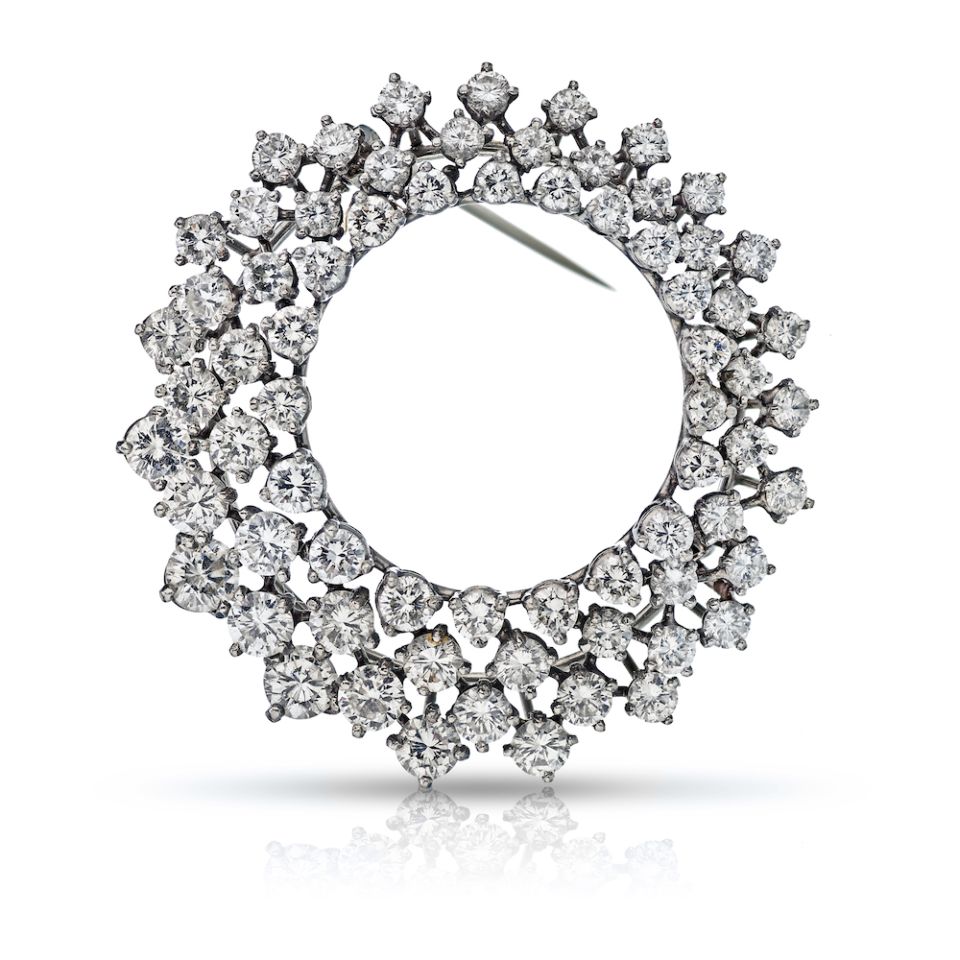 Platinum Circular Diamond Brooch