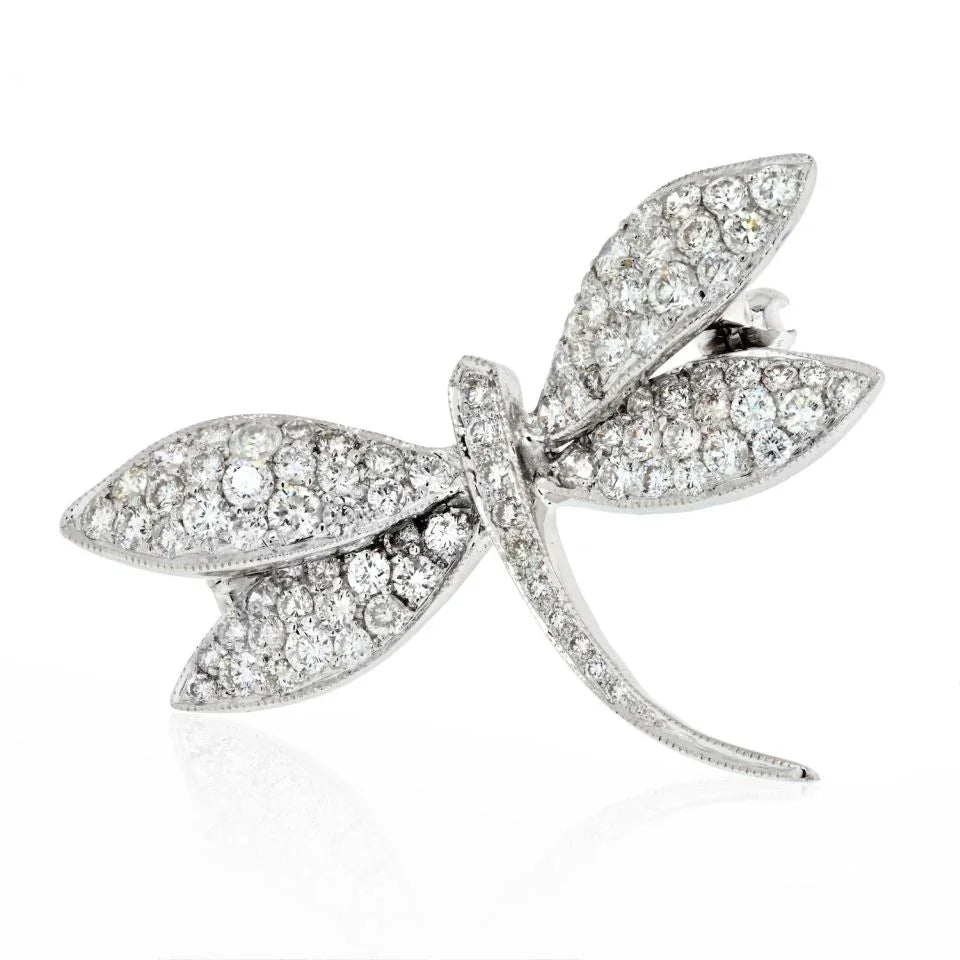 18K 2.50cts Diamond Dragonfly Brooch